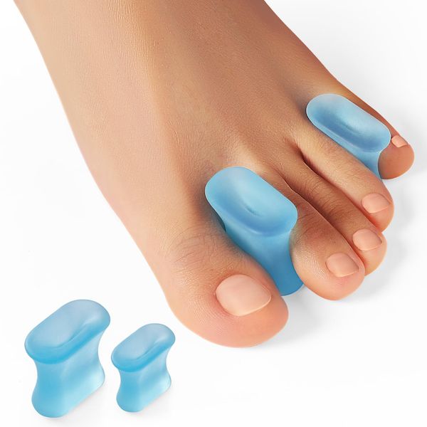 Welnove Upgraded Gel Toe Separators - 12 Pack Bunion Pads - Toe Spacers for Straightening Overlapping Toes, Bunions, Calluses (Blue)