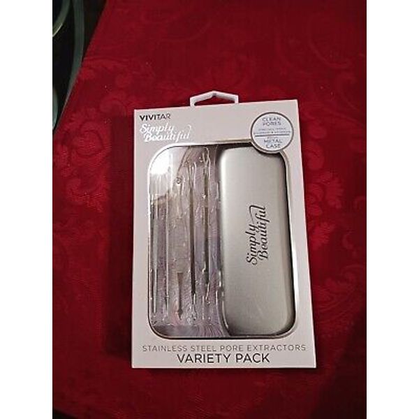 VIVITAR SIMPLY BEAUTIFUL STAINLESS STEEL PORE EXTRACTORS + METAL CASE BOXED