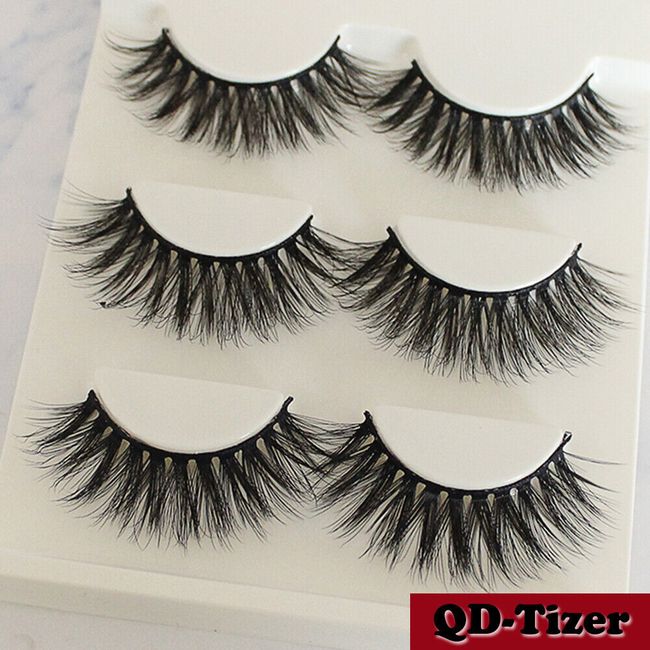 3D Real Mink Eyelashes 6 Pairs Natural False Long Thick Handmade Lashes Makeup