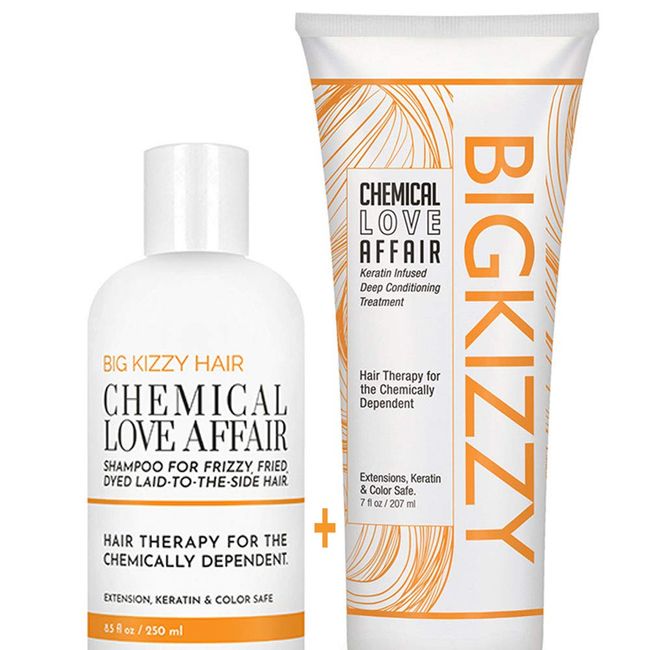 Big Kizzy Damage Repair Shampoo and Conditioner Set - Ideal for Bleached, Highlighted & Colored Hair. Keratin & Rice Protein Treat Prevent & Soothe Dry Fragile Hair. Extensions, Color & Keratin Safe.