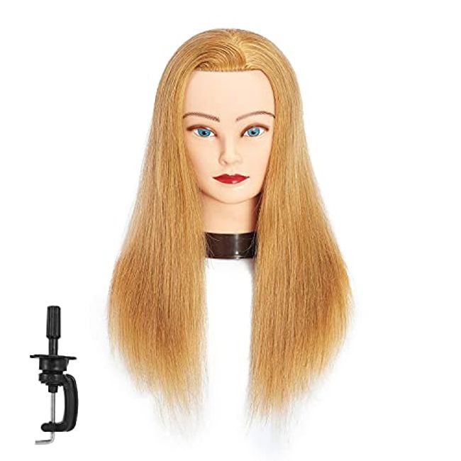 traininghead 26-28 salon mannequin head hair styling training head manikin  cosmetology doll head synthetic fiber hair hairdressing training model with  free clamp (colorful) 