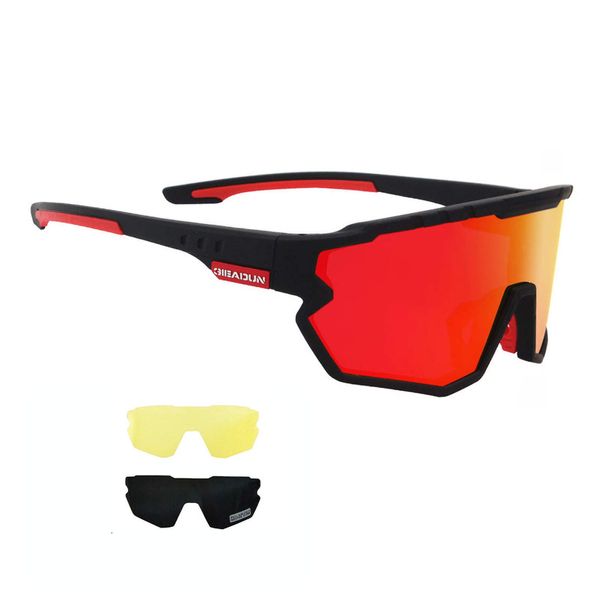 GIEADUN Sports Sunglasses Cycling Glasses Polarized Cycling, Baseball,Fishing, Ski Running,Golf (black red)