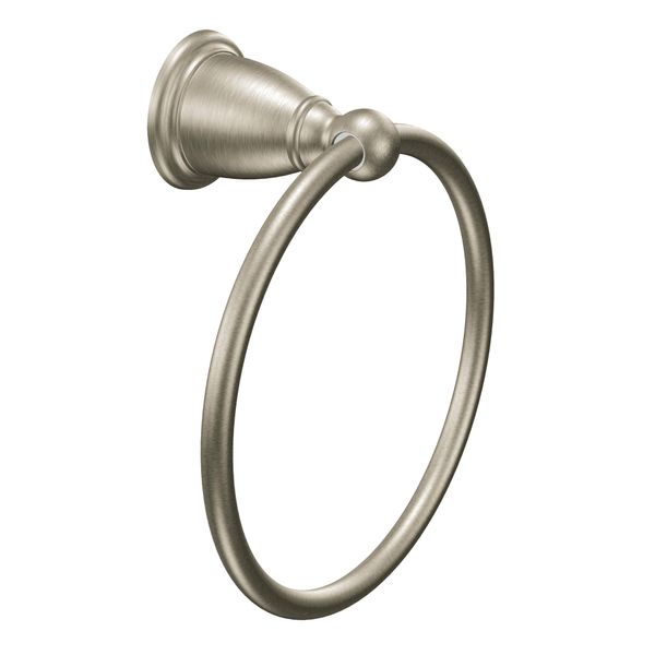 Moen Brantford Brushed Nickel Traditional Bathroom Hand Towel Ring, Wall Mounted Towel Hanger, YB2286BN