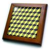 3dRose 8x8 Framed Tile - Diamond Repeating Pattern in Dark Grey Light Gray and Cream Digital Art - Honeycomb Pattern