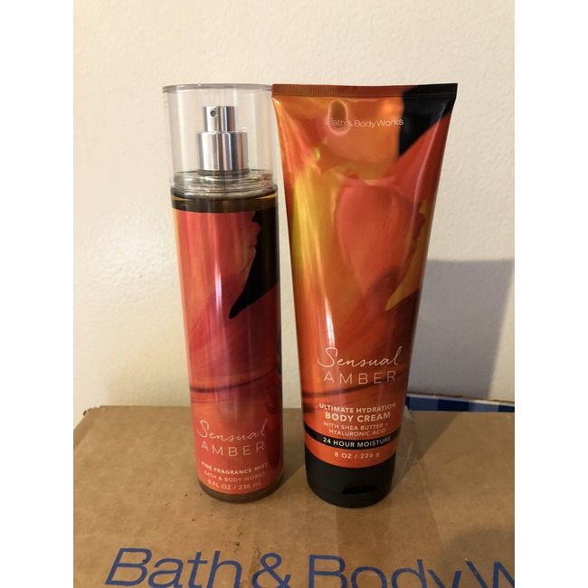 Bath and Body Works Sensual Amber Fine Fragrance Body Spray Mist Set -  Value Pack Lot of 2