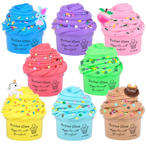 8pcs Peachybaby Butter Slime Kit Party Favors for Kids, Christmas Slime Stress Relief Extrusion Toy for Girls Boys, Birthday Class Easter Filling Stuffers, Prize Stocking Stuffers