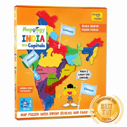 Imagimake Mapology India Map Puzzles - Includes State Capitals - Geography for Kids - Learning & Educational Toys for Kids 5-7 - Gift for 5, 6, 7, 8 & 9 Year Old Boys & Girls