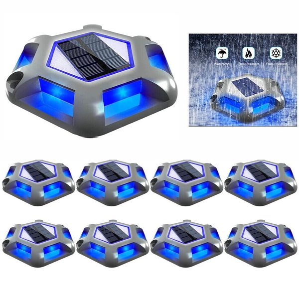 T-SUN 8Pcs Blue Solar Deck Lights Driveway Dock Garden LED Light Step Lights