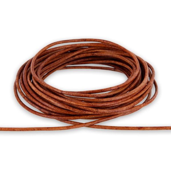 AURORIS - 5 m round leather strap - diameter 1.5 mm - antique light brown