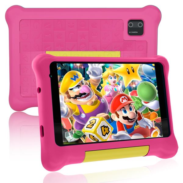 ZOFYWNAS Kids Tablet 7 inch, Android 13 Tablet for Kids,32GB ROM 128GB Expand,Parental Control,Kids Software Pre-Installed, Dual Camera,Android Learning Tablet(Pink)