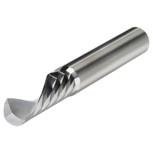 Micro 100 SFLM-040-80 Square End Mill - Downcut, 4 mm Cutter Dia, 20 mm LOC, 1 Fl, 8 mm Shank Dia, 95 mm OAL, Uncoated