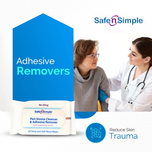 Safe n' Simple Adhesive Remover for Skin - 2”x2” 50 Packets - Adhesive Remover Wipes - Adhesive Remover Wipes Alcohol - Medical Isopropyl Alcohol Cleansing Pads Individually Wrapped