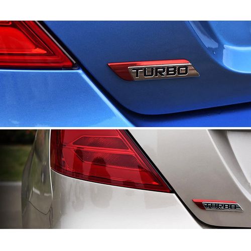 Dsycar 3D Metal TURBO Car Emblem for Auto Turbo Boost Drive Display, Never Fade & 3M Self Adhesive - Red -