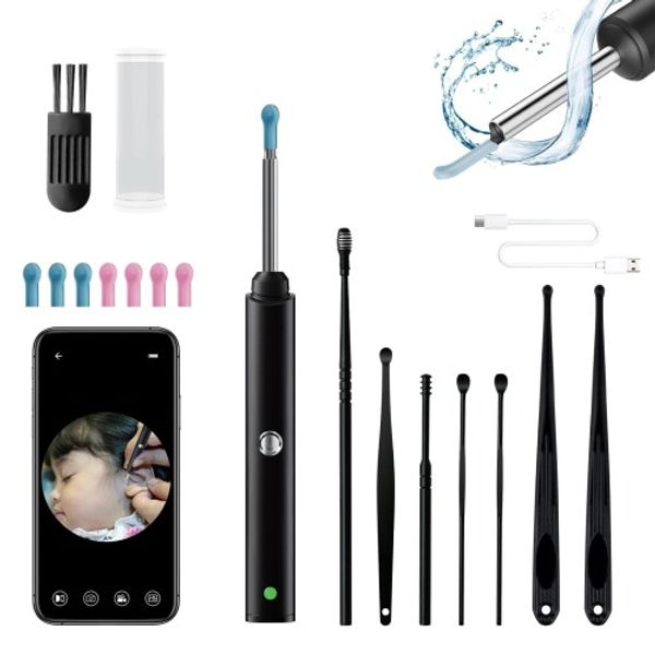 Earpick Camera Earpick with Camera IPX7 Waterproof 1000w Pixels with LED Light 3.6mm Ultra-thin Lens Compatible with iPhone/Android/Tablets Ultra-lightweight USB Rechargeable Soft Safe For Children and the Elderly Nasal Inspection