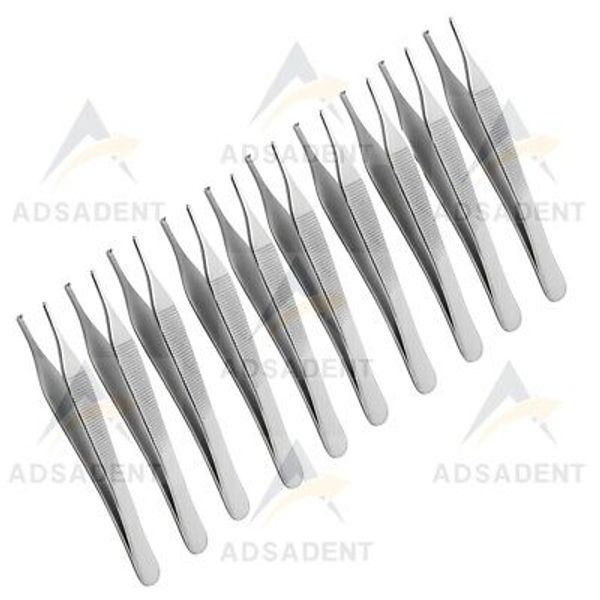 10 pcs Adson Tissue Forceps Surgical/Medical Instruments SS 4.75"1X2 Teeth