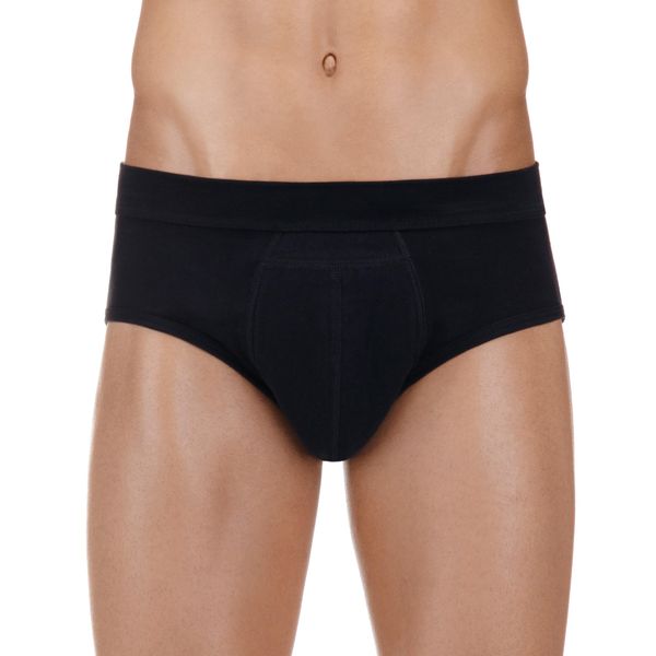 PROTECHDRY - Washable & Reusable Urinary Incontinence Cotton Brief Underwear for men, with Front Absorbent Area (Large, Black)