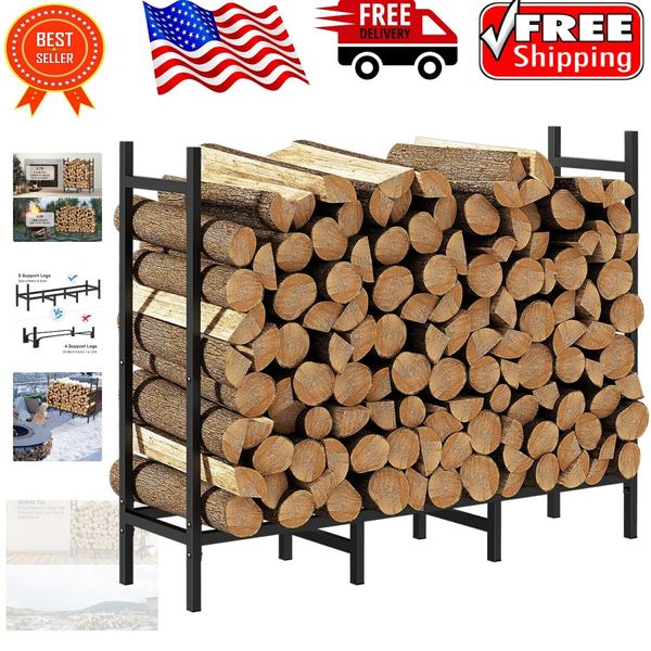 Durable 4ft Freestanding Firewood Rack Holder for Stylish Indoor/Outdoor Storage