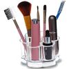 Lipstick Holder and Organizer Acrylic Round Lip Gloss Stand Makeup Storage Organizer Makeup Brush Holder with 7 Individual Slot Organizers for Brushes Nail Polish Essential Oils Eyeshadow Pens