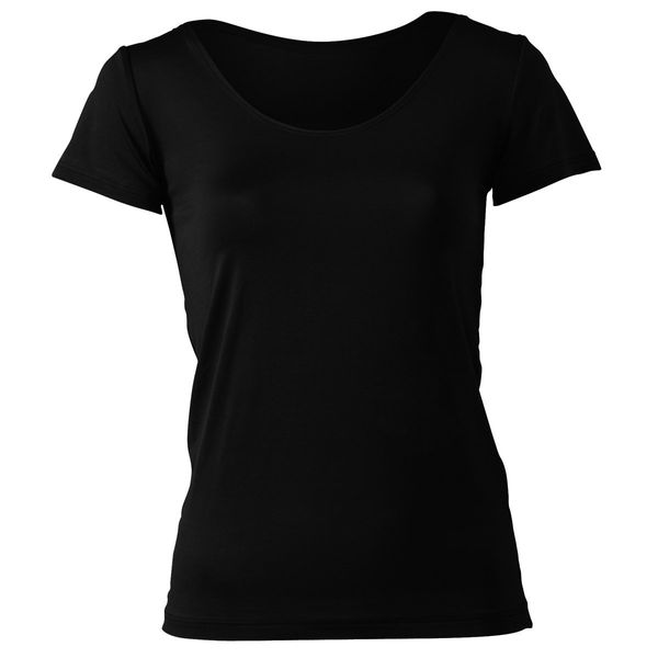 Hidamari COOLSPEED Women's Short Sleeve U-Neck Shirt, Black, M CS-32509