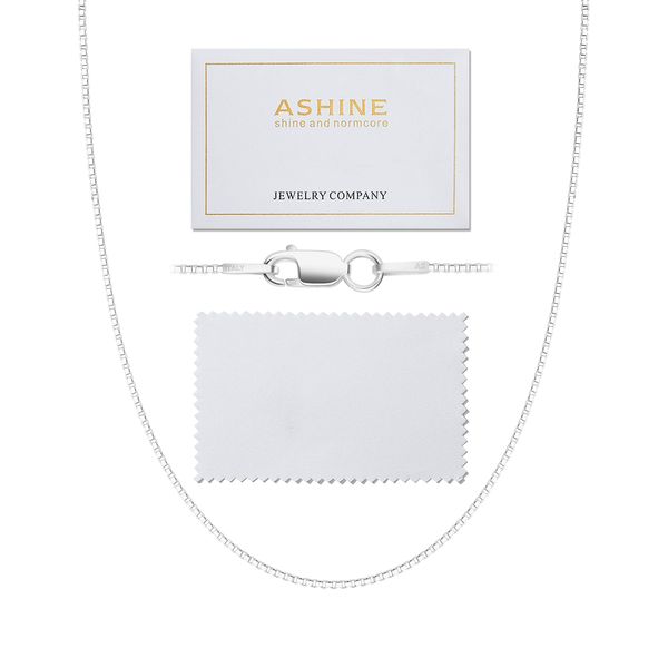 ASHINE Sterling Silver Chain Silver Chain for Men Chain Necklace Silver Chain Necklace for Women Mens Silver Chain Valentine (1mm Box Chain Lobster Clasp 17 Inches)