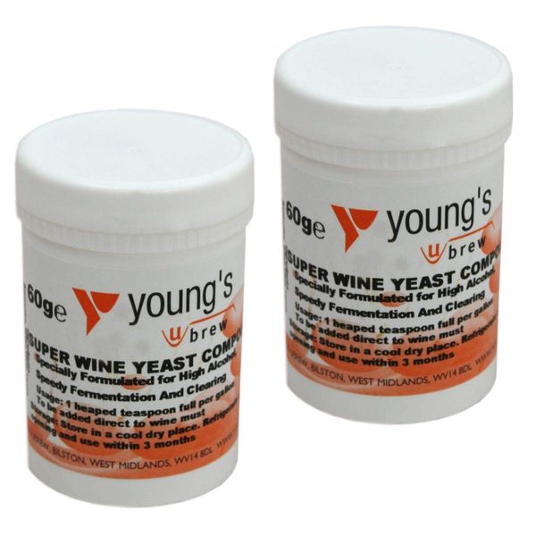 2X Super Wine Yeast Compound 60g 50L/10 Gallon Youngs Home Brew Wine Making