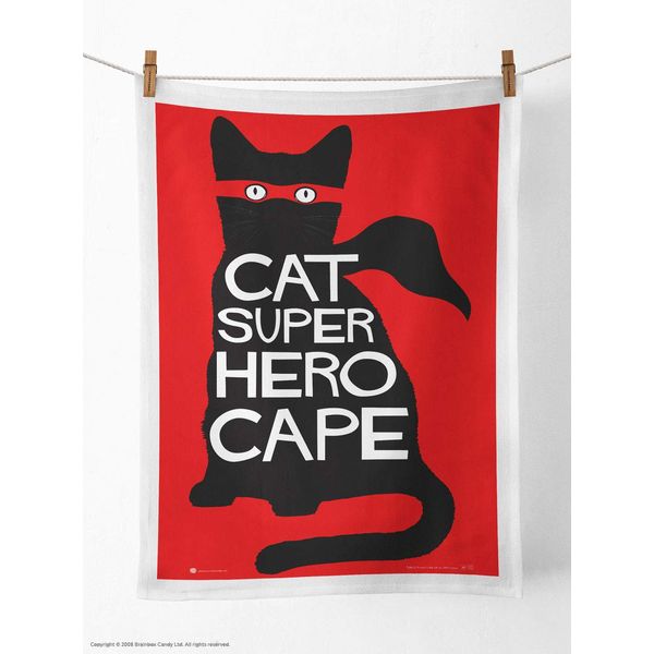 Brainbox Candy Funny Novelty 'Cat Super Hero Cape' Tea Towel