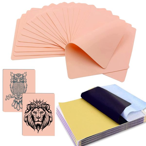 30pcs Tattoo Skins Practice and Transfer Papers - YONGDA 10pcs Blank Tattoo Practice Skin Fake Double Sides 7.36 x 5.59in with 20pcs Transfer Papers Stencil for Beginners or Artists Tattoo Supplies