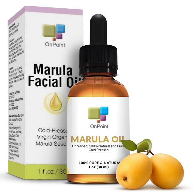 OnPoint Retail Store Marula Facial Oil Serum - Organic Cold-Pressed Virgin Gluten Free Vegan Anti-Aging Skin Care Face Moisturizer for Ultimate Skin Hydration and Nourishment 1 fl oz