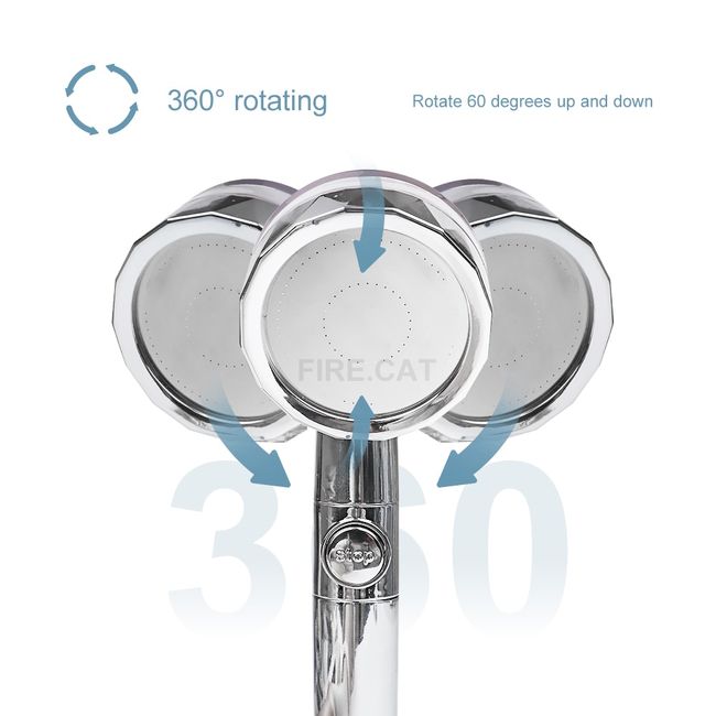 Bathroom Shower Head Set 360 Degree Turbo Fand Rainfall High