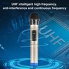 Hensych Handheld Wireless Microphone UHF Dynamic Mic with Portable Mini Receiver with LED Display Support Multiple Audio Systems Speakers Amplifiers Wireless Mic System (Gold)