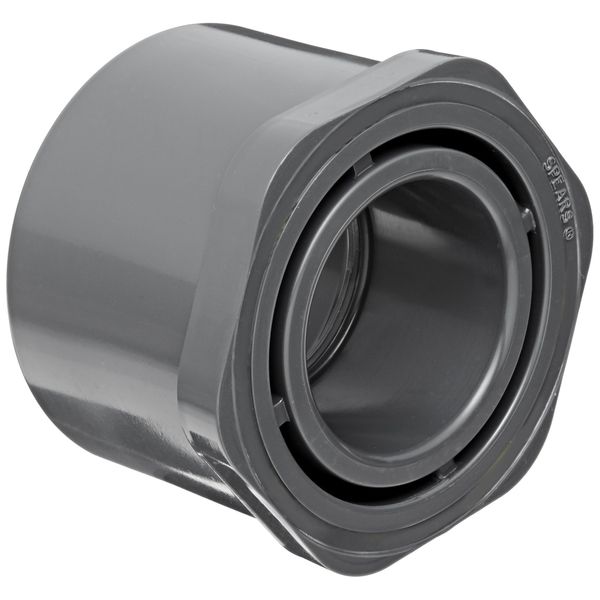 Spears 837 Series PVC Pipe Fitting, Bushing, Schedule 80, 2-1/2" Spigot x 1-1/2" Socket