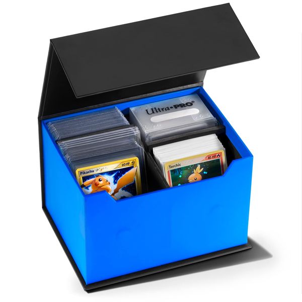 Toploader Trading Card Storage Case | 2 Row Magnetic Flip Box w/Adjustable Divider Holders | Holds 150 Toploaders and 600 Trading Cards