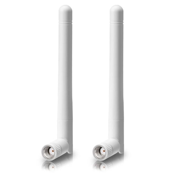 Bingfu External WiFi Antenna RP-SMA WiFi Aerial Dual Band 2.4GHz 5GHz 5.8GHz 3dBi MIMO RP-SMA Male (2-Pack) for Bluetooth WiFi Router Wireless Network Card USB Adapter Video Surveillance Monitor White