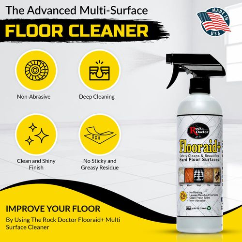 Rock Doctor Flooraid+ Multi Surface Cleaner for Hard Floor Surfaces, Cleans Vinyl, Ceramic Tile, Stone, Laminate, and Hardwood Flooring, Biodegradable, 24 oz. Bottle Pack of 1
