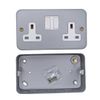 SHPELEC® 13A Premium Switched Metal Clad Double Sockets 2 Gang BS Standard - Available in 1, 2, and 3 Pack Variations (1)