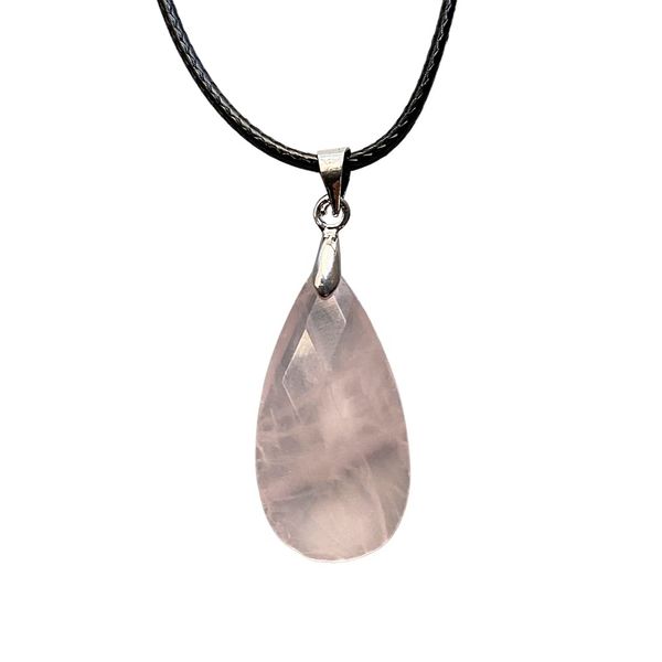 VIE Teardrop Faceted Pendant (Rose Quartz)