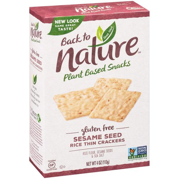 Back to Nature Gluten Free Crackers, Sesame Seed Rice Thins - Dairy Free, Non-GMO, Made with Rice Flour, Delicious & Quality Snacks, 4 Ounce​