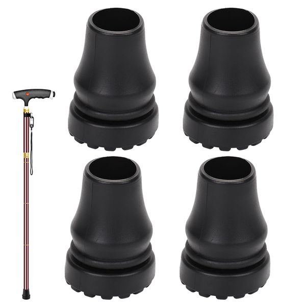 4 Pcs Non-Slip Walking Stick Rubber Ends | Sturdy Crutch Tips | Stable Replacement Cane Tips for Seniors, Hiking Sticks, Crutches