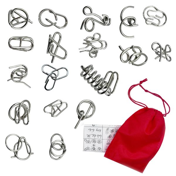 ITECHNIK 18 Stück Metall Knobelspiele, Knobelspiele Kit Denksportaufgaben Metallpuzzle Entwirrung Puzzles Geduldspiele Set für Erwachsene und Kinder