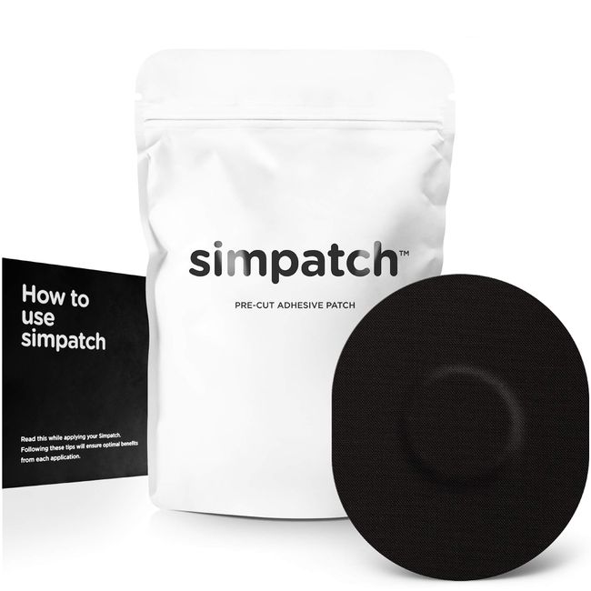 SIMPATCH Universal Adhesive Patch (25-Pack) - Waterproof Adhesive, CGM Patches (Black)