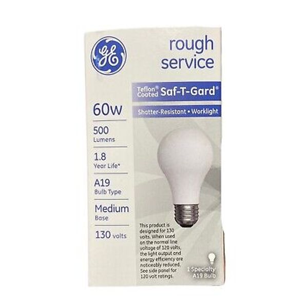 GE Specialty Rough Service Garage Door Opener Work Light 130v ~ 60 Watt ~ 1 Pack