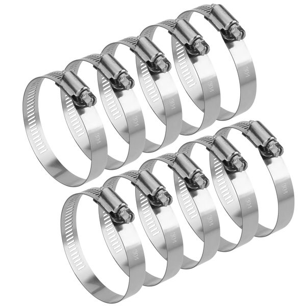 LOKMAN 10 Pack 3 Inch Stainless Steel Hose Clamps Worm Gear Duct Clamps Adjustable from 3 inch - 3.5 inch/ 75-90mm Fuel Line Hose Pipe Clamp for Dryer Vent Hose