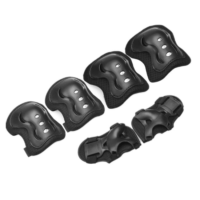 mitas Kids Protector, 6-piece Set, Black, Protector, For Kids, Elbows, Hands, Knees, Arms, Injury Prevention, Injury Prevention, Safe, Bicycle, Children's Guard, Lightweight, Knee Pads, Elbow Pads, Elbow Guards, Elbow Guards, Boys, Girls, Protective Gear,