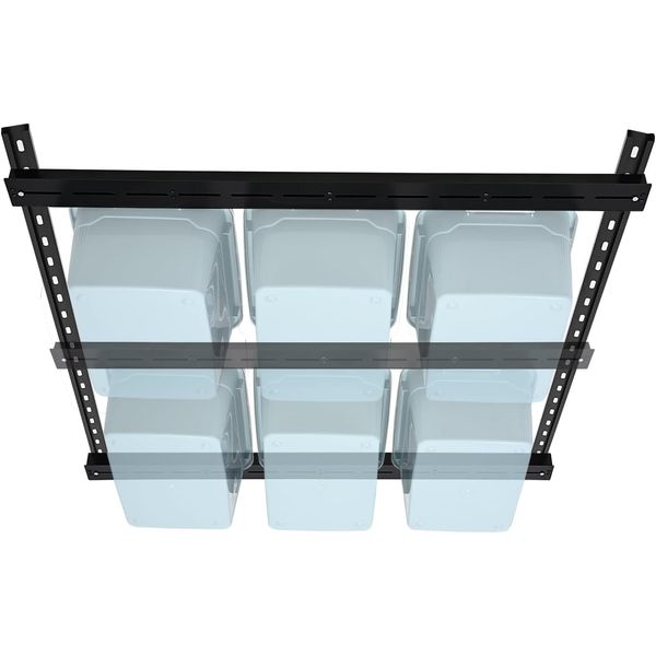 Overhead Tote Storage Rail System, Garage Ceiling Bin Storage Rack Heavy Duty Ad