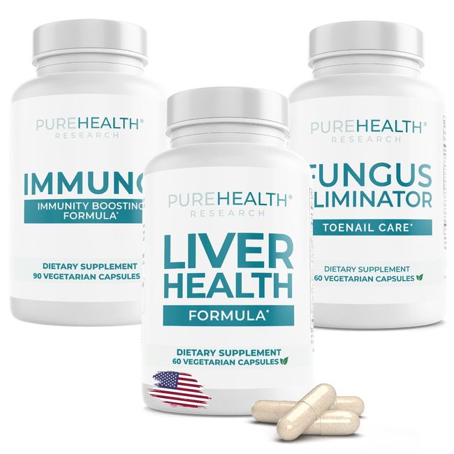 Liver Health, Immuno and Toenail Fungus Supplements Bundle, PureHealth Research