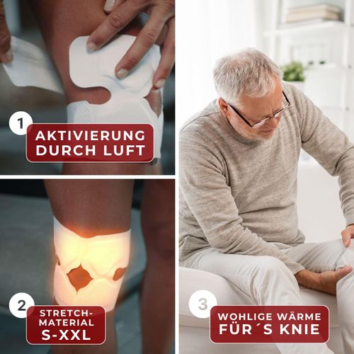 THERMOPAD Knee Warmers – The Original: Pack of 4 for up to 8 Hours of Warmth on the Knee I Stretch Bands + Velcro Closure I Air-Activated