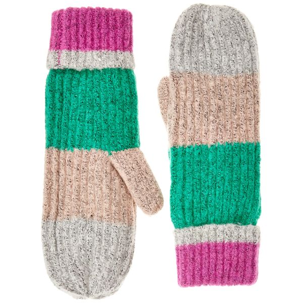 PIECES Women's Pcpyron Structured Mittens Bc, Parakeet/Pattern: Block Stripes, One Size