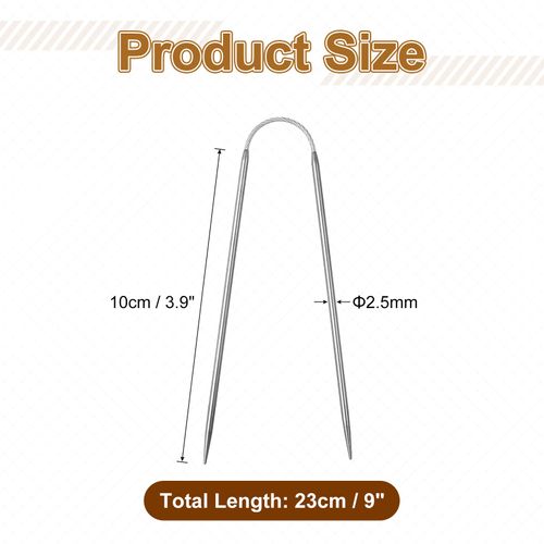 uxcell 3Pcs Size US 1.5 (2.5mm) Double-Pointed Flexible Knitting Needles 9 Inch(23cm) Stainless Steel Needle for Handmade Projects DIY Knitting