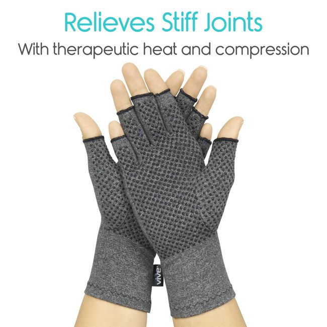 Arthritis Gloves with Grips - Men & Women Textured Fingerless Compression -  Open Finger Hand Gloves for Rheumatoid and Osteoarthritis - Arthritic Joint  Pain Relief for Computer Typing 