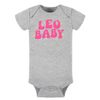 Leo Baby Onesie (0-3M, Gray/Pink)